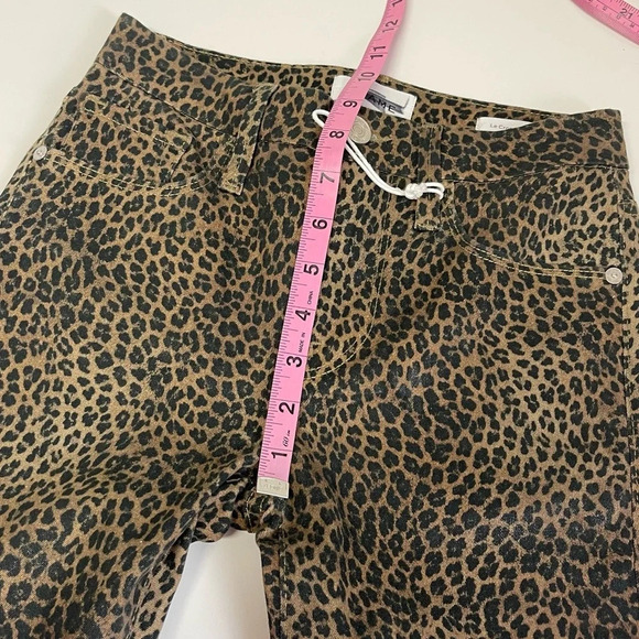 NWT Frame Le Crop Mini Boot Coated Jeans Womens 24 Leopard Tan Black - Picture 9 of 12